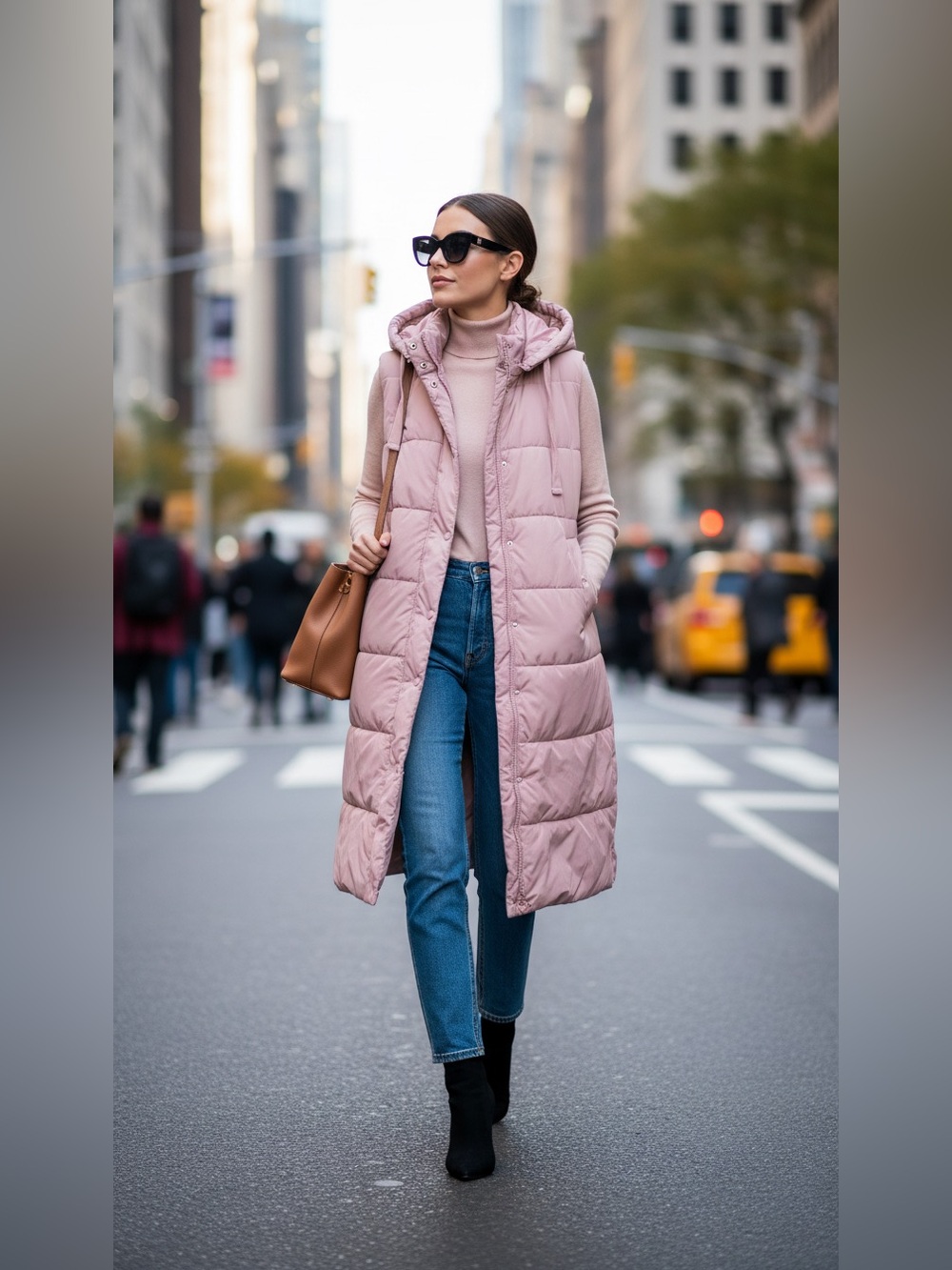 Marks and Spencer -Women's Long Quilted Hooded Vest - Blush Pink